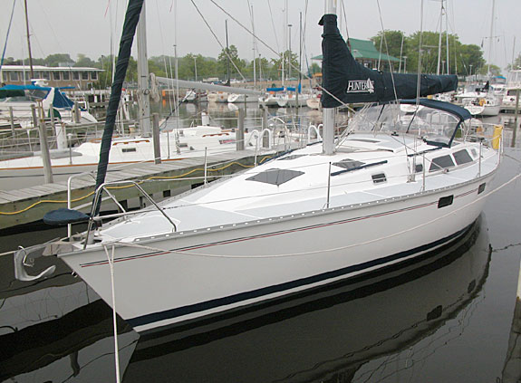 Gulf 32 Pilothouse waiting at the dock